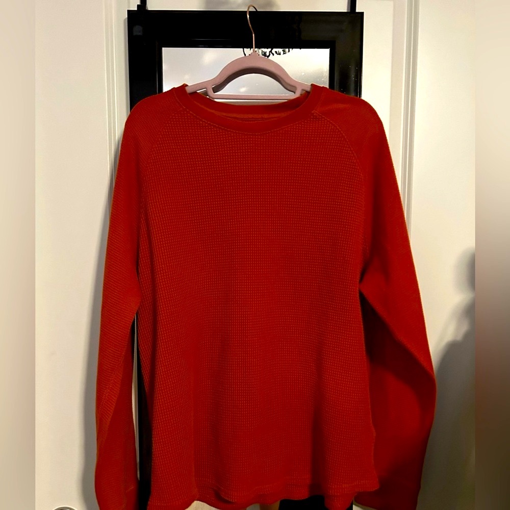 Banana Republic Rust Waffle Knit Crew Neck Sweatshirt